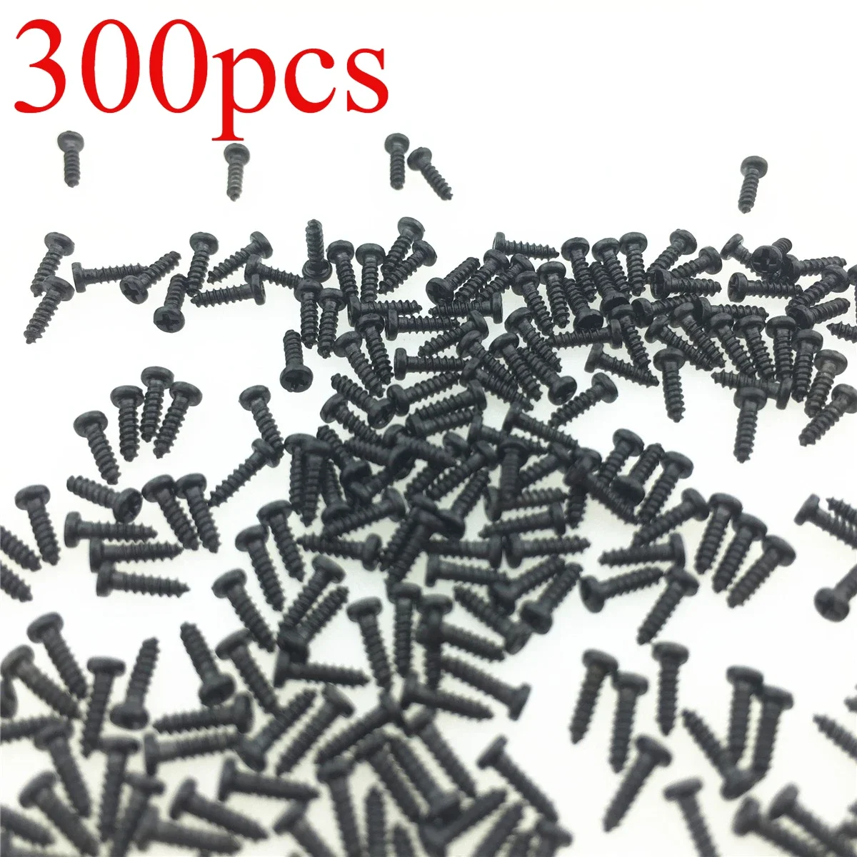 300pcs for Carbon Steel Black Cross Round Head Self Tapping Screw, Pan Head Pointed Tail Woodworking Screw- Wear Parts)