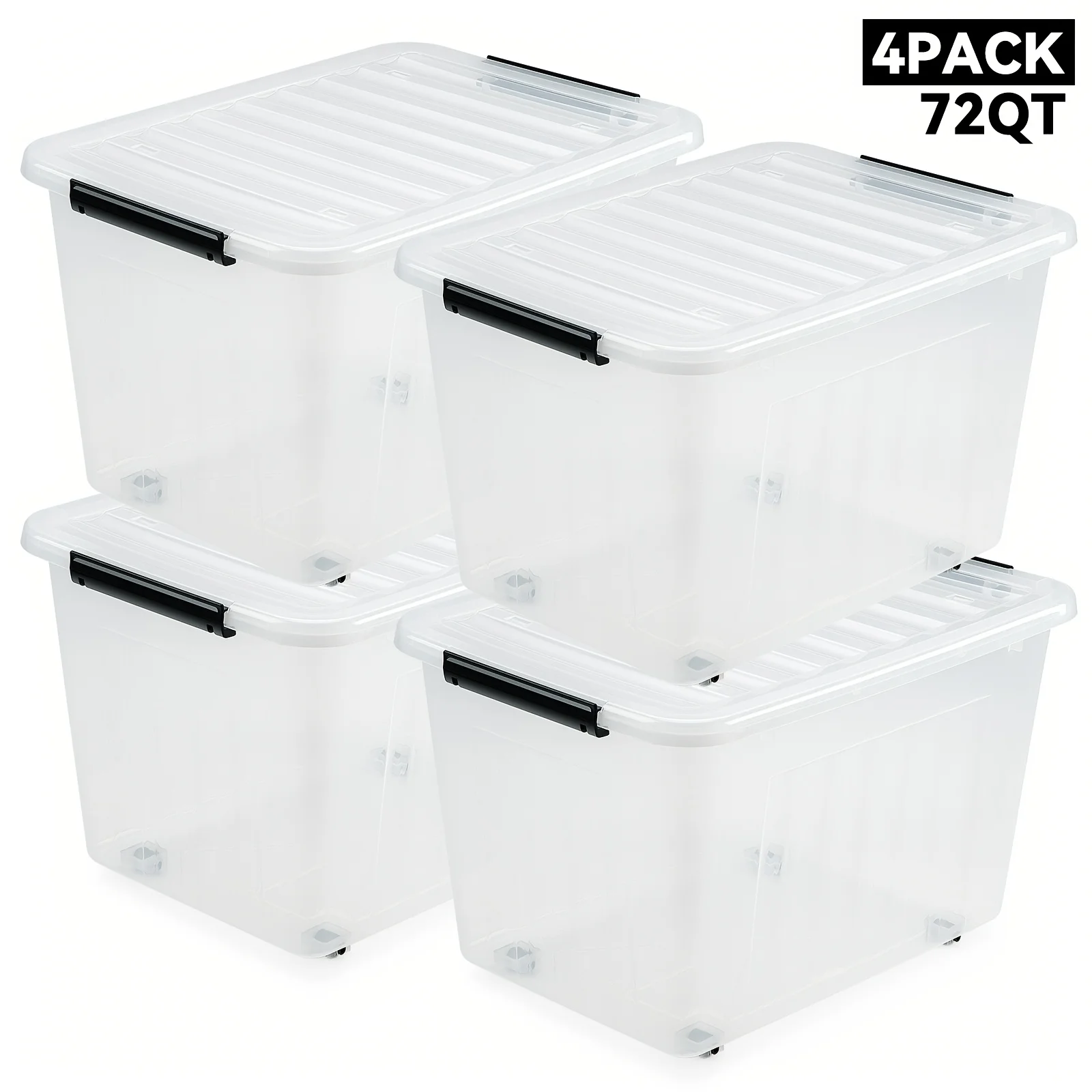 4 And 6 Pack Stackable Storage Containers, Organizer Boxes with Lids And Wheels, Storage Bins for And Clothes, Durable And Sturd
