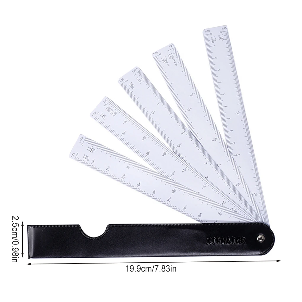 Multi Ratio Fan Shaped Scale Ruler Architecture Drawing Sketching Rulers Graphics Design Rulers Portable Measuring Tool