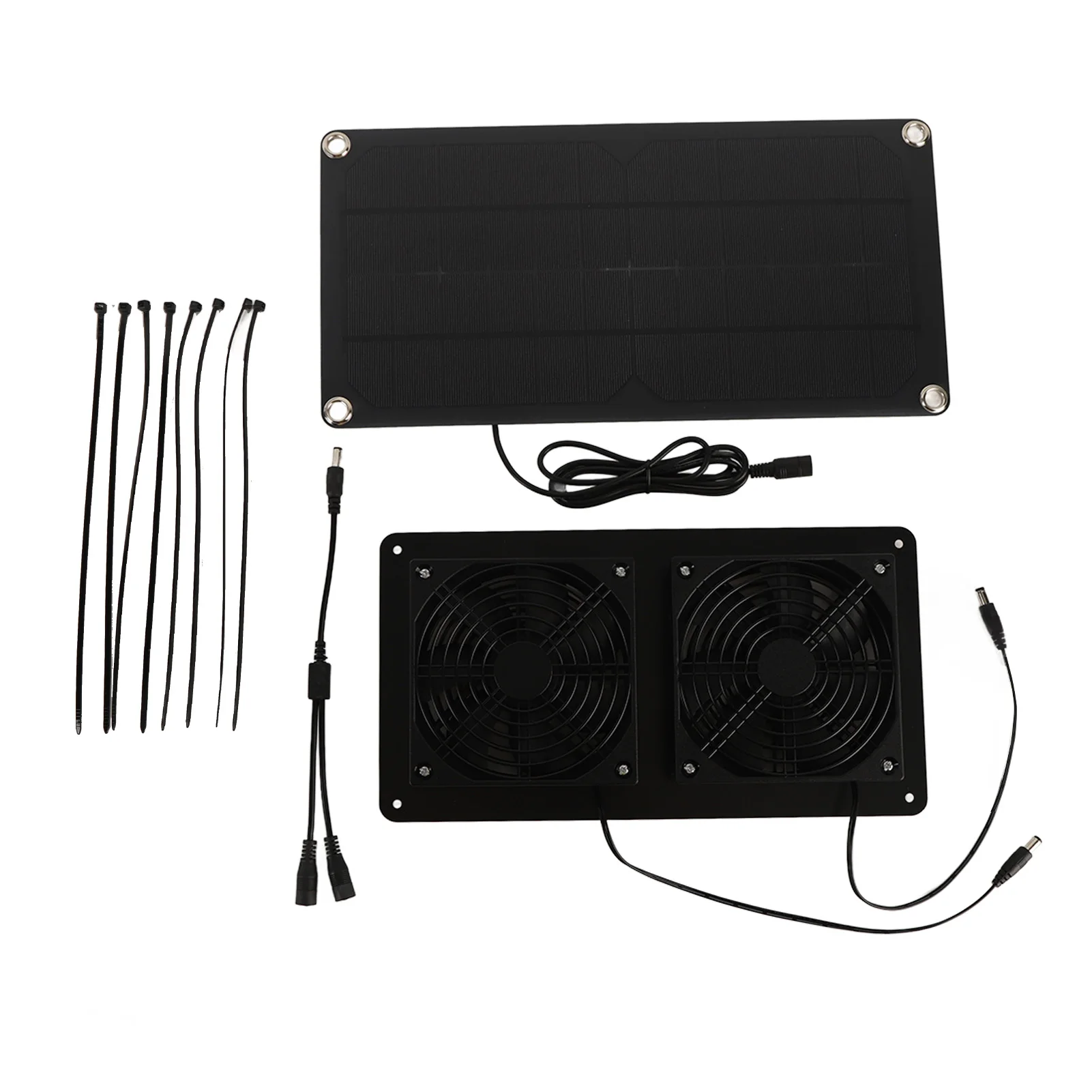 

12V 10W Solar Powered Fan Kit Monocrystalline Silicon 3W Dual Cooling Fan for Car Greenhouse Solar Panel Fan Portable Solar Fan