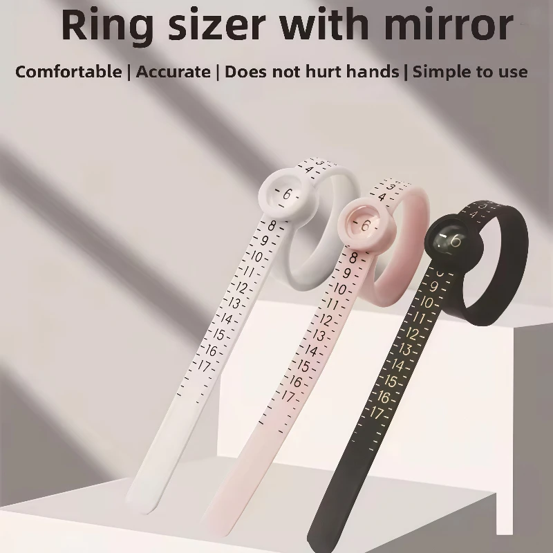 US/UK/EU/HK Size Ring Ruler Ring Measuring Tape Ring Measuring Tool Annular Coil Finger Size Filter with Magnifying Glass