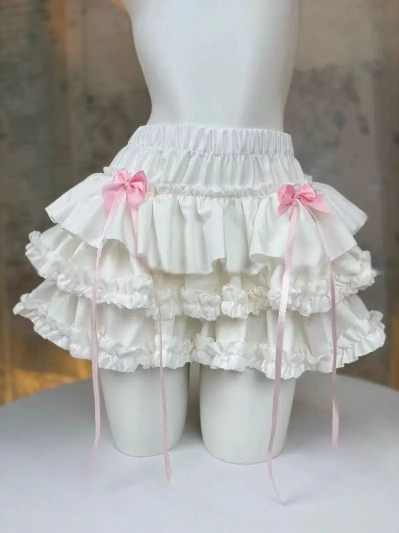 Ballet Girl Lace Half Skirt Pumpkin Cake Puffy Skirt Short Slimming Sweet Princess Style High Waist Elastic Band  Color