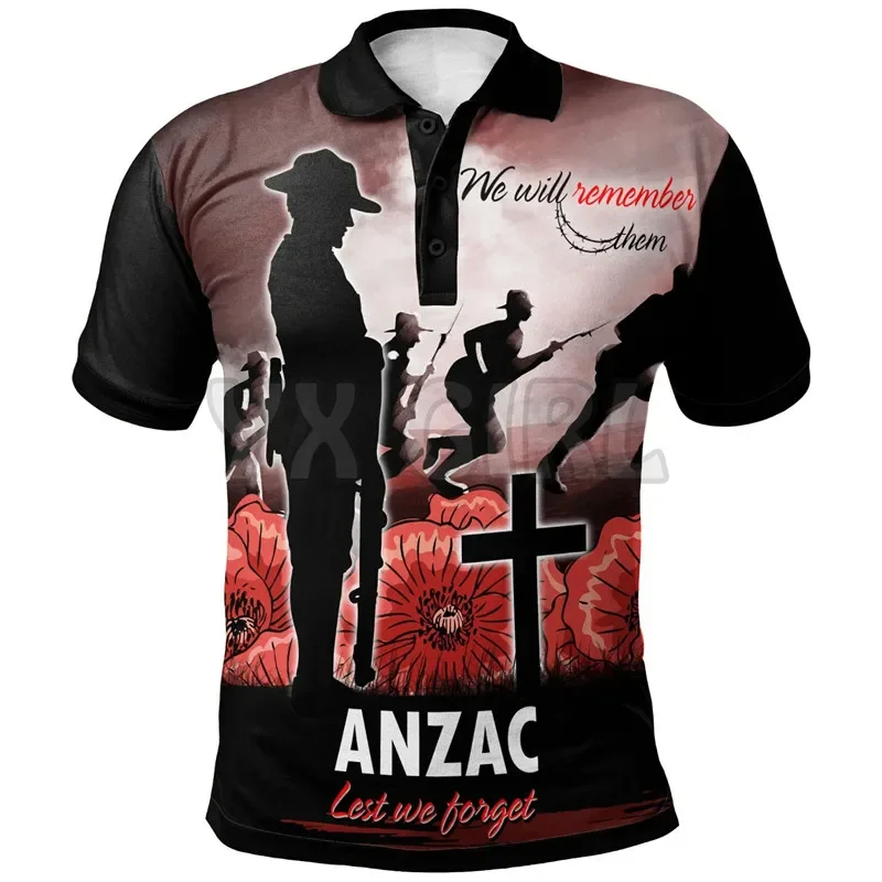 2024 Summer shirts women for men Anzac Day We Will Remember Them Special Version  3D printed Short sleeve t shirts Tops camisas