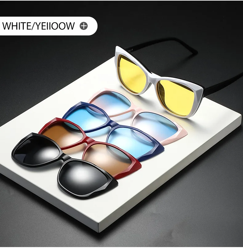 Vcka 10 in 1 Frauen Katzenauge Myopie Sonnenbrille Mode polarisierten Magnet clip auf Brille verschreibung pflicht ige Brillen gestelle-0.5 ~-6,0 – Detail 14