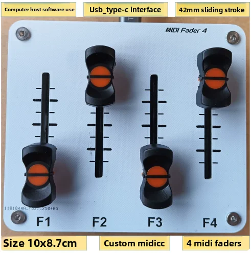 4-Channel MIDI Fader Controller 42mm Push Rod USB Interface for DJ Studio DAW Music Software