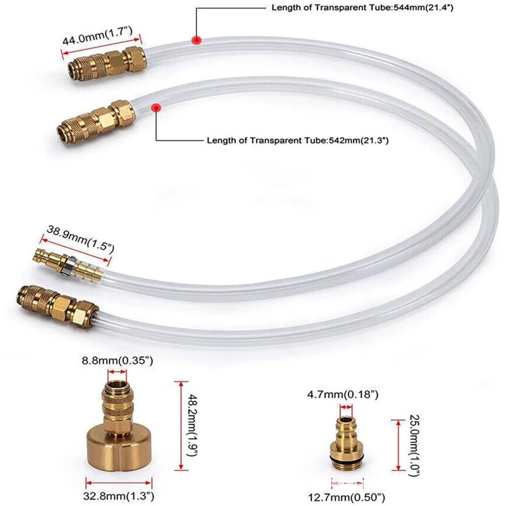 For Seastar Style Hydraulic Steering Bleed Kit 2 pcs Brass Components Clear PVC Tube for Boat Sterndrive Inboard Use