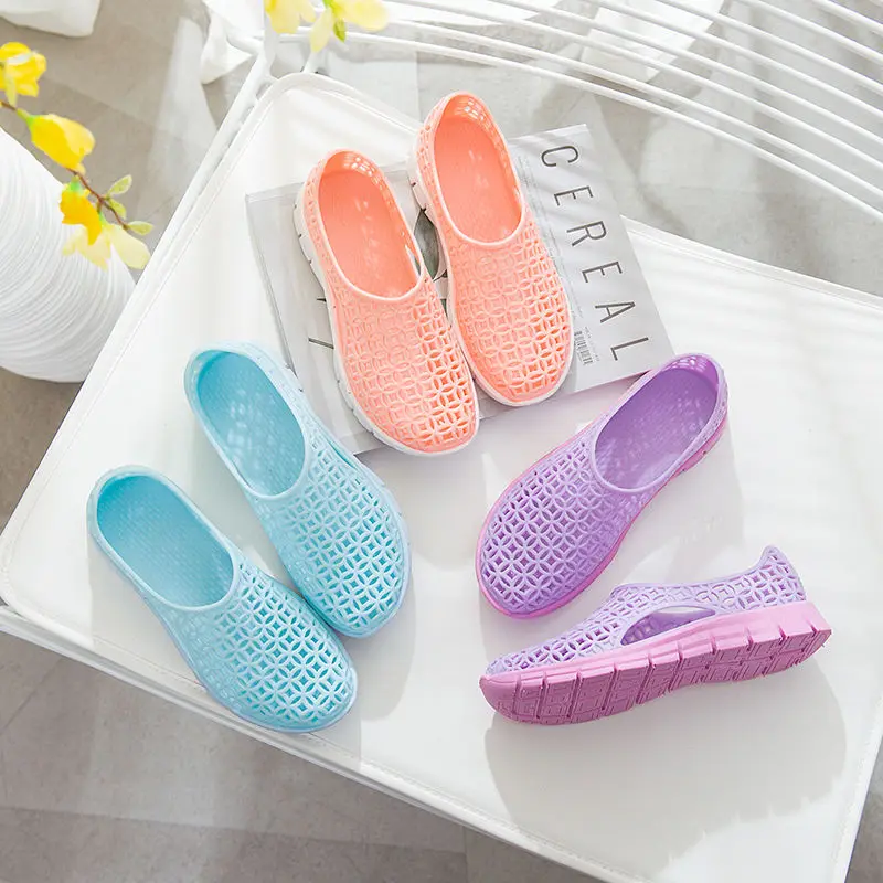 2023 New arrive women latex sandals hole slippers couple sandals mules and clogs garden shoes for women breathable beach shoes
