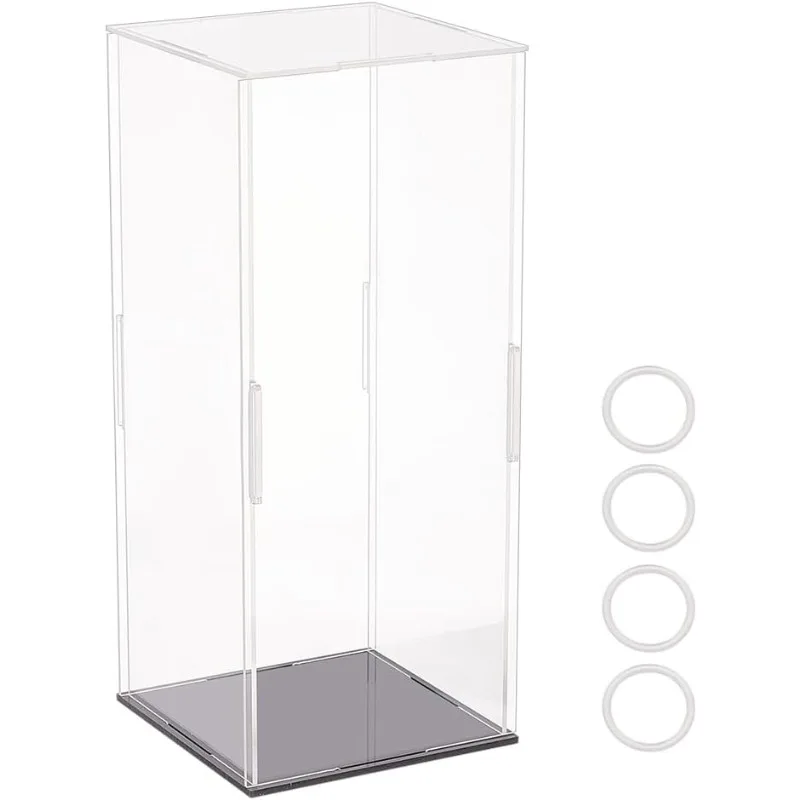 5pcs 4.3x4.3x10Inch Clear Acrylic Display Case Self-Assembly Rectangle Acrylic Boxes for Display Dustproof Protection Showcase