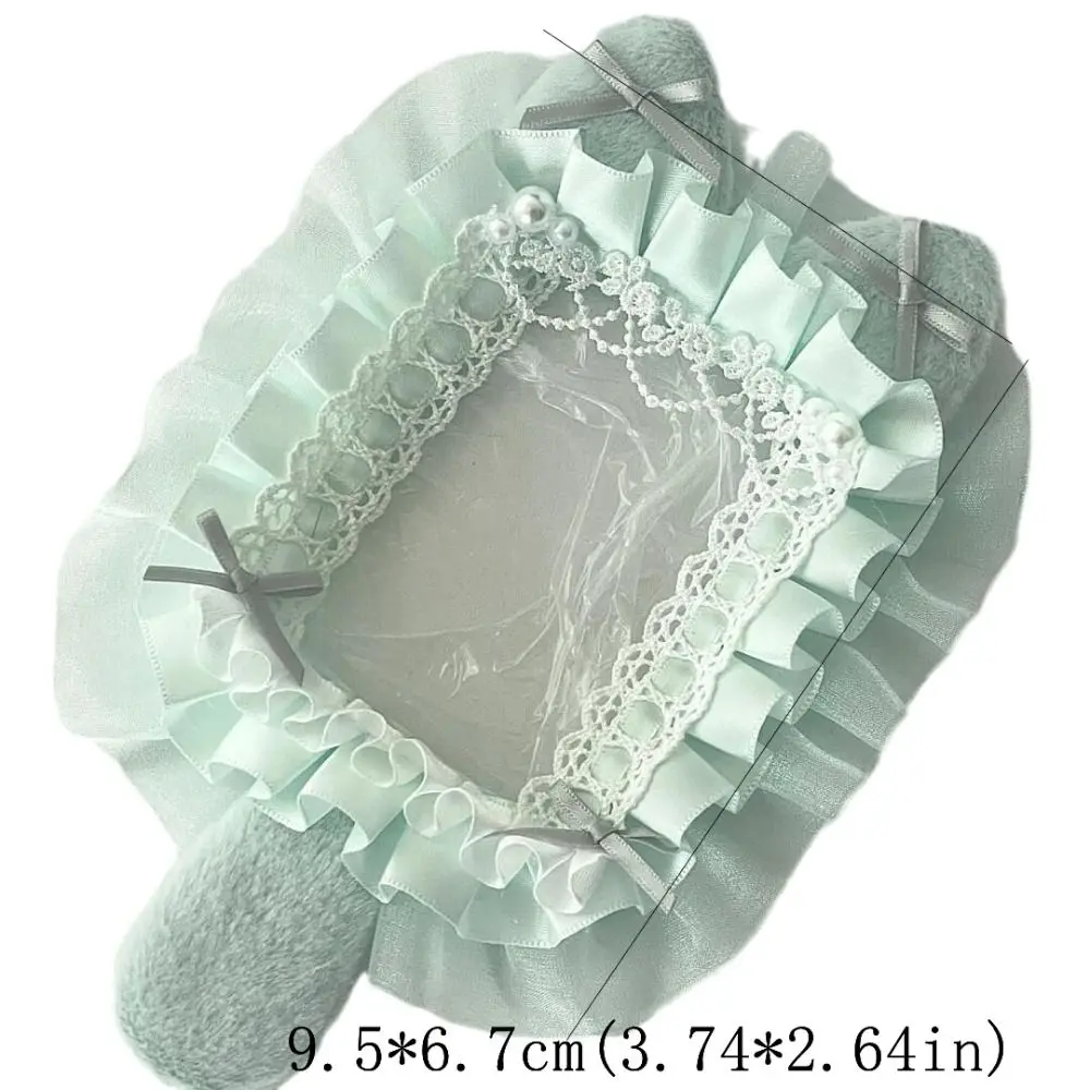 Ins نمط الكرتون أفخم حامل البطاقة القط الأذن أجنحة الملاك ستار مطاردة قلادة المفاتيح الدانتيل لطيف صور حامي حالة المدرسة