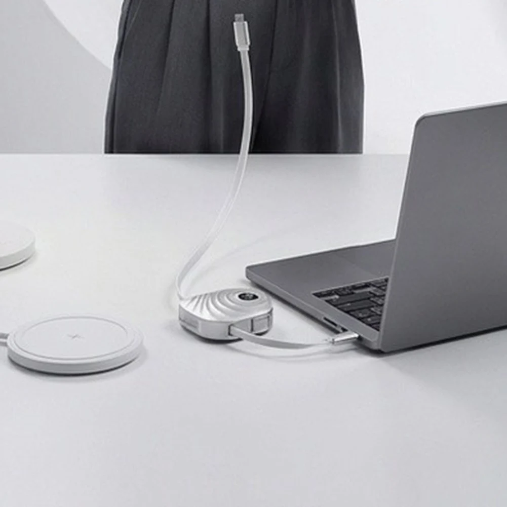 Retractable Cable With 240W Charging Capability Compatible With USB-C Phones Tablets And Laptop Charging Needs