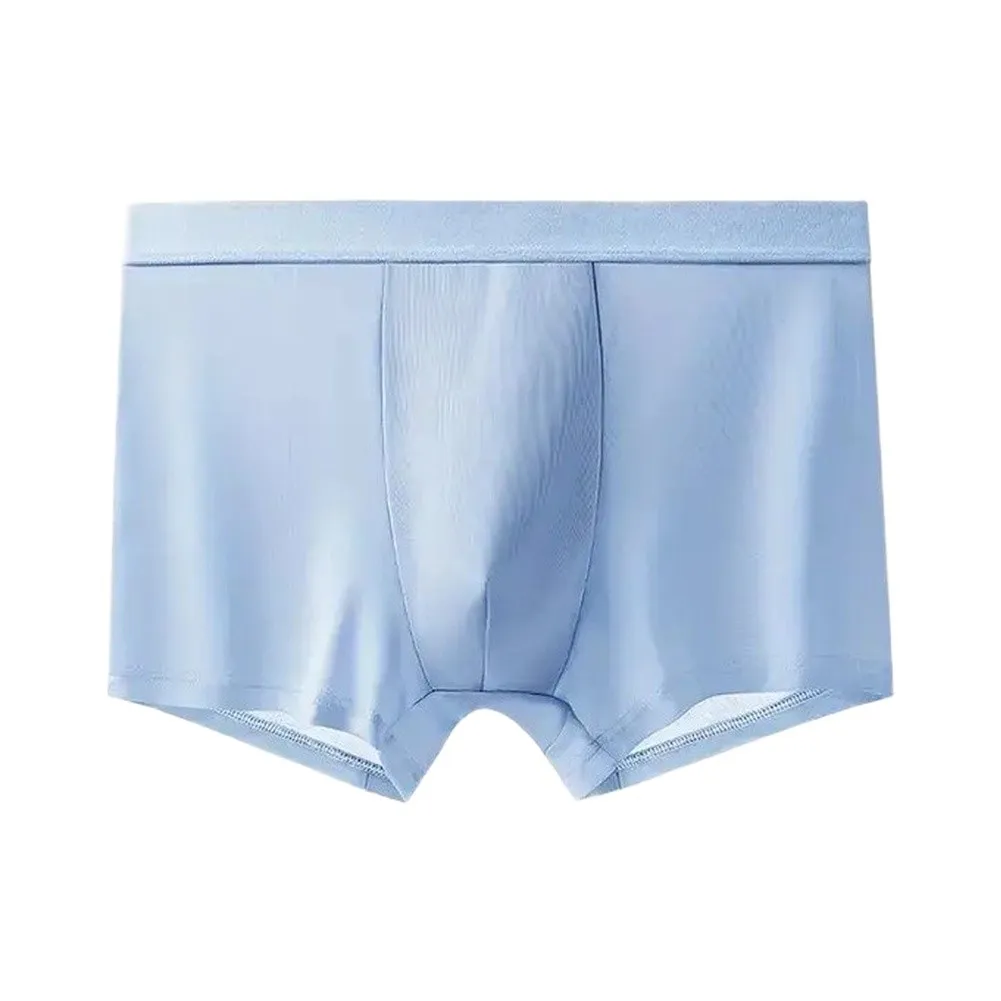 1pc Men Ice Silk Boxershorts Breathable Smooth Casual Underpants Solid Color Large Size Boxer U Convex Pouch Underwear