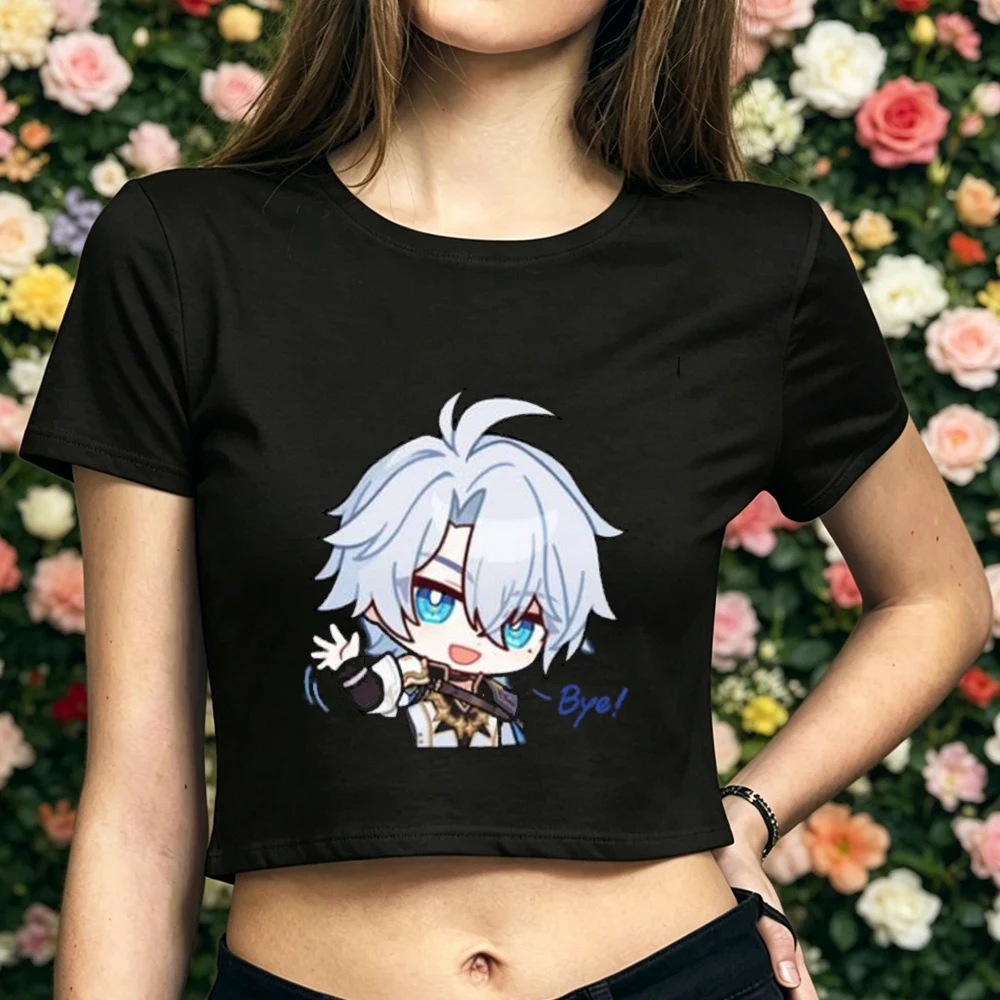Honkai Star Rail cropped top ladies y2k goth harajuku cutecore japanese t shirt scene  anime alternative  kawaii funny