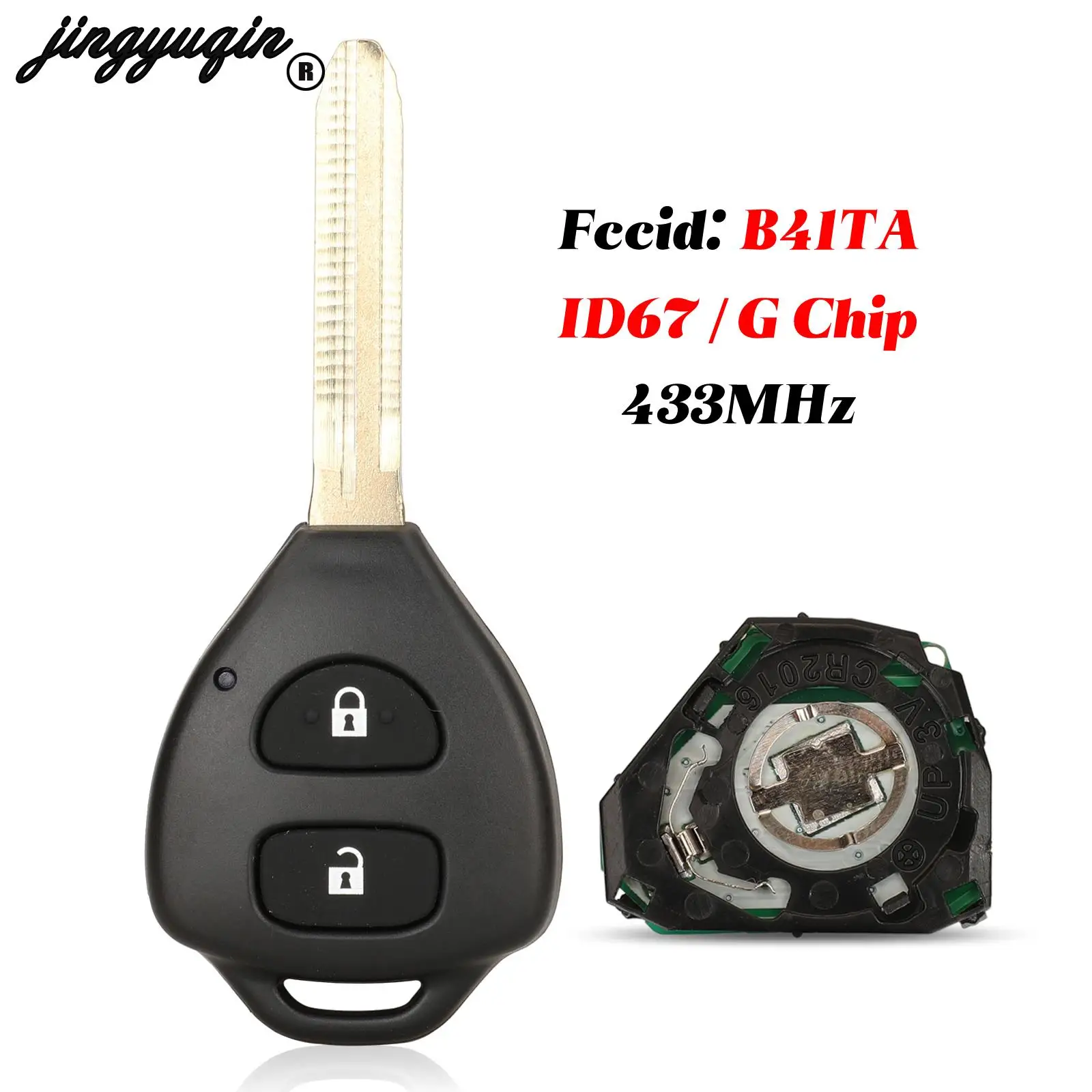 jingyuqin 2 przyciski do Toyoty Prius Hilux Etios Vios Yaris Innova Sw4 Camry Fob 433Mhz ID67/ G Chip B41TA Smart Remote Car Key