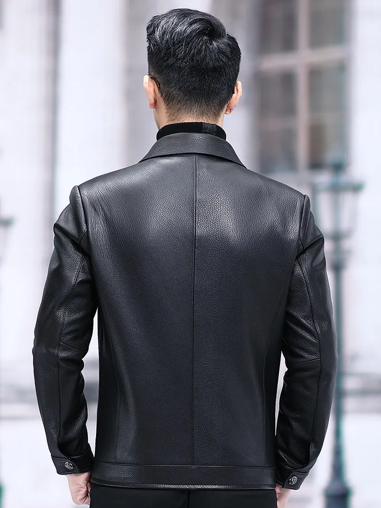 Tcyeek Natural Deerskin Real Leather Jacket Men Autumn Clothes High-quality Mens Coats Black Slim Fit Trendy Jaqueta De Couro