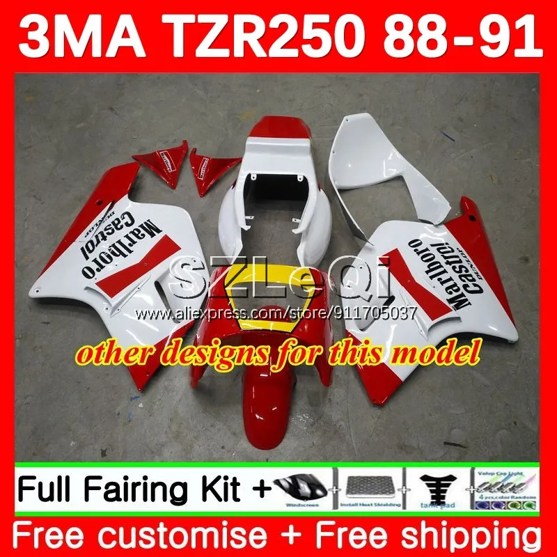 3MA Kit For YAMAHA TZR-250 Glossy Red TZR250 YPVS RS TZR 250 TZR250R 88 89 90 91 139No.142 TZR250RR 1988 1989 1990 1991 Fairing