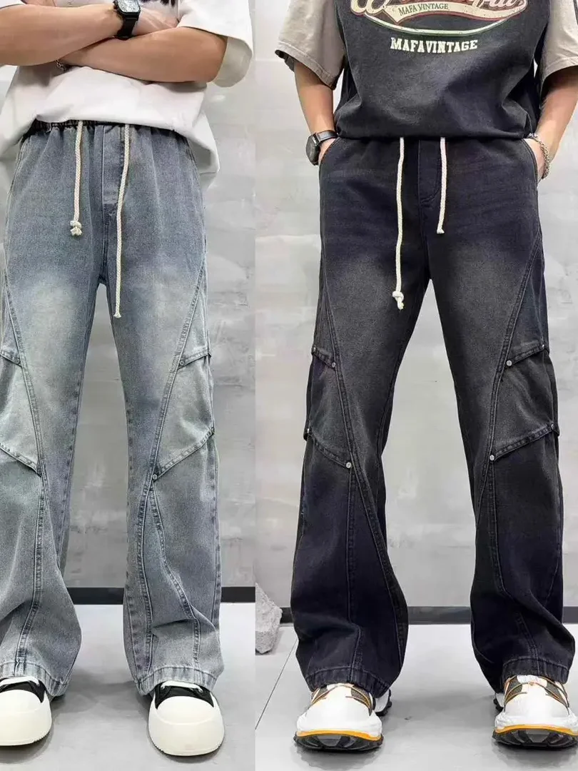 

Мужские повседневные джинсы прямого кроя Harlan на весну-осень, свободные, из денима, молодежные, модные, удобные, широкие брюки прямого кроя