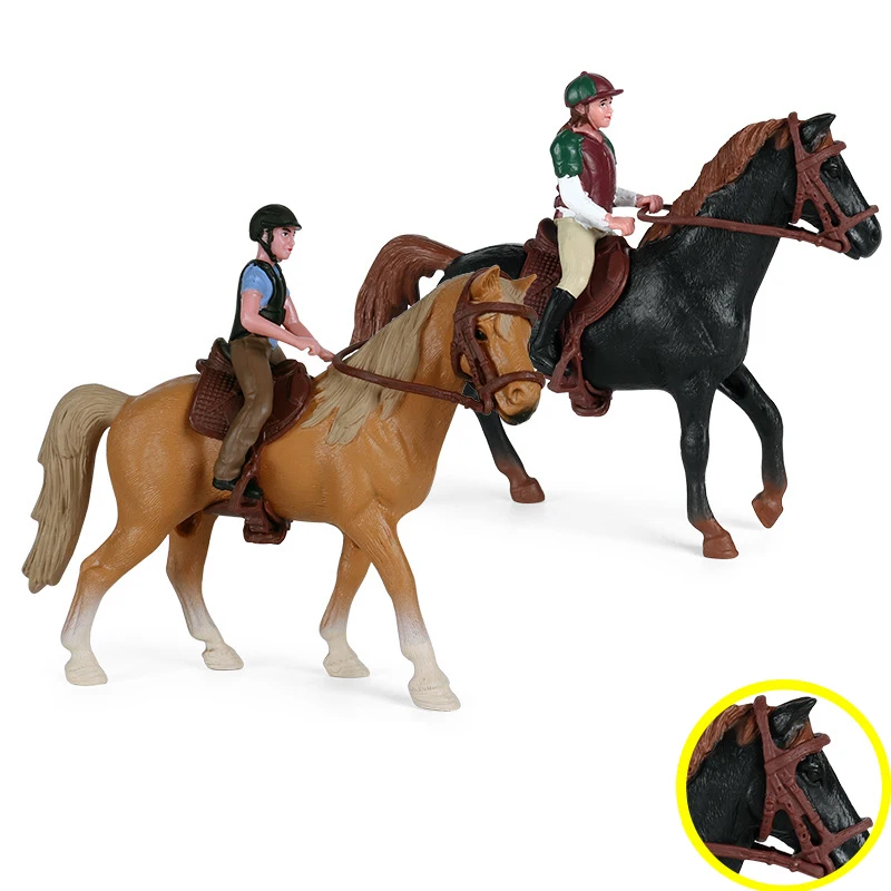 1Set Simulation Animals Horse racing Models Action Toy Figures Solid Collection Model Miniatures