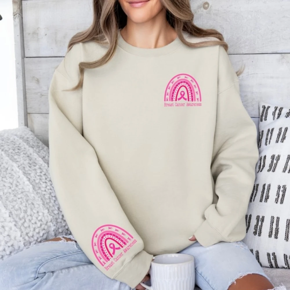 

Breast Cancer Awareness Sweatshirt Cancer Gifts Breast Cancer Gifts Pocket Adjustable Drawstring Autumn and Winter