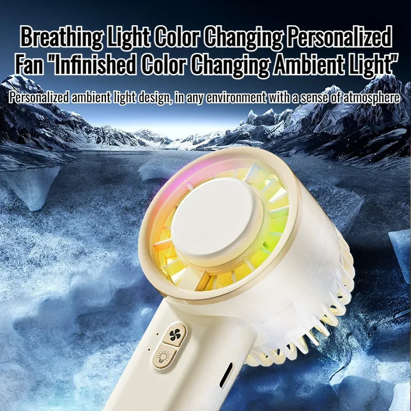 Nowy ręczny mini przenośny wentylator biurkowy USB z oświetleniem otoczenia