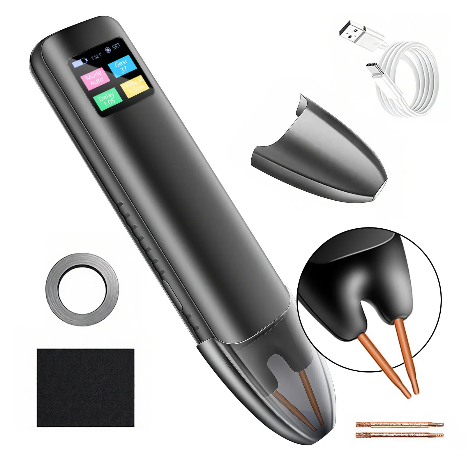 Zgrzewarka punktowa do akumulatorów litowych z ekranem LCD 1,3 cala, 99 regulowanych ustawień spawania, tryb podwójny do montażu i napraw, przenośna