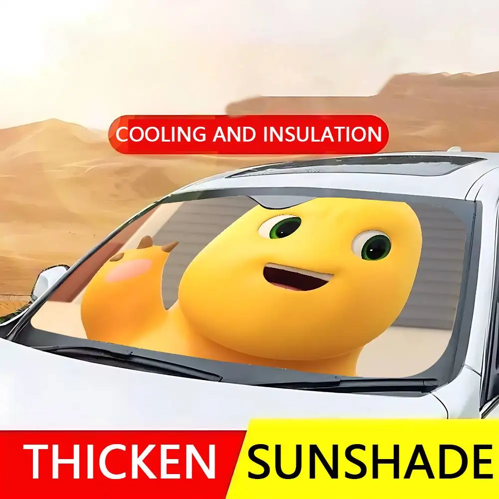 Cute Milk Dragon N-Nailong Car SunShade Windscreen Front Window Visor 70x130cm Sun Visor Solar Protect Plaid Gift Novelty Car - view 6