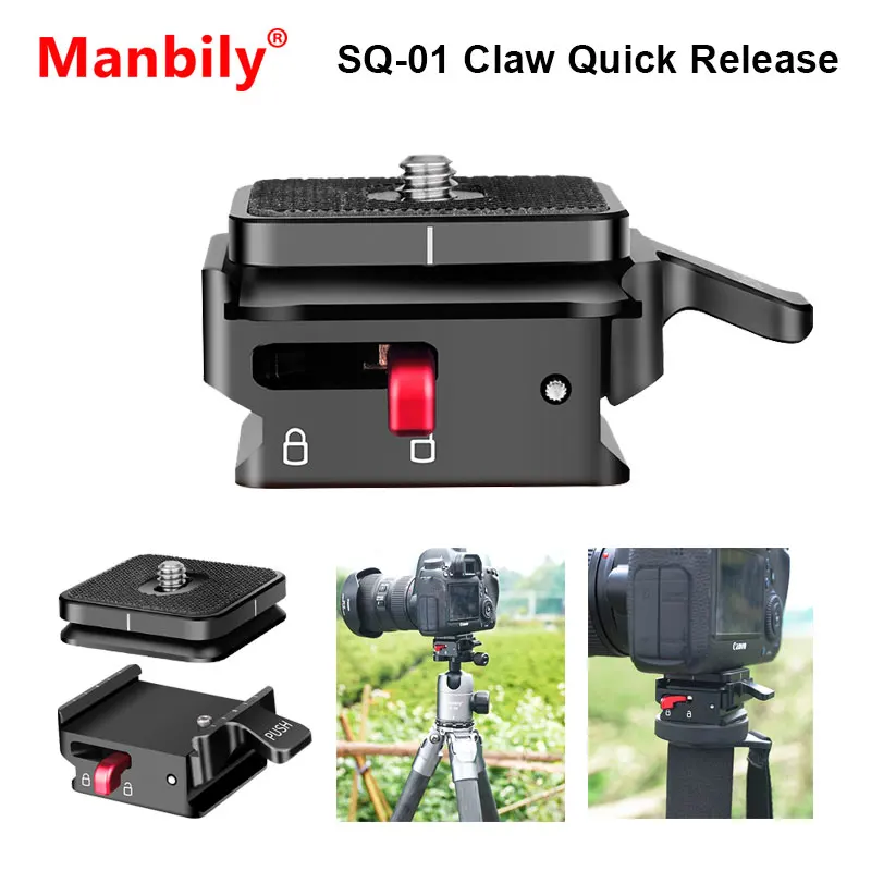 Manbily Claw Quick Release System Plate Clamp Tripod Mount for DSLR Gopro Action Camera Adapter Mount Plate Board Accessories