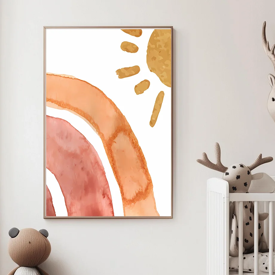 

Boho Rainbow Sun & Clouds Letters Quotes Wall Art Print Poster Nordic Modern Canvas Painting Children's Room Home Decor