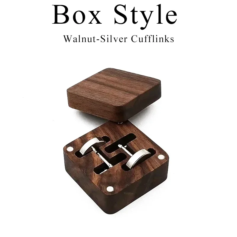 1PCS Free Personalized Cufflinks Box Engraved Wooden Cuff links Anniversary Wedding Gift for Groomsmen Husband Cufflinks for Men