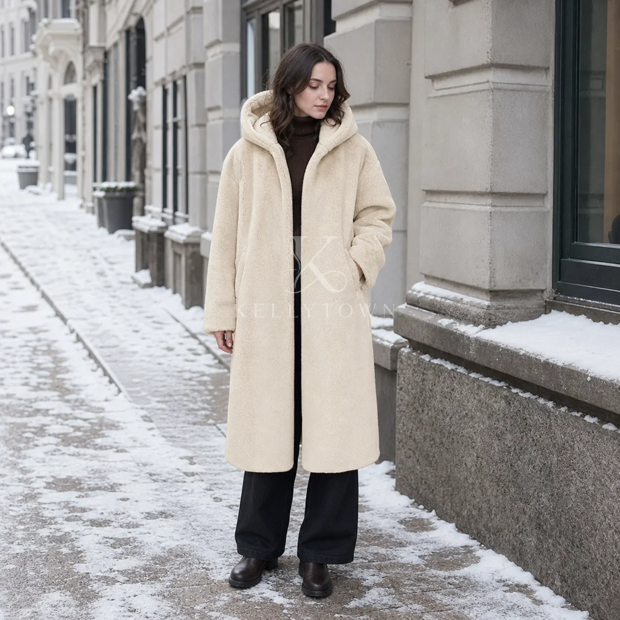 Women Fall Winter Faux Fur Hooded Coat Solid Long Fluffy Outerwear Overcoat Fashion Pocket Thick Furry Warm пальто женское