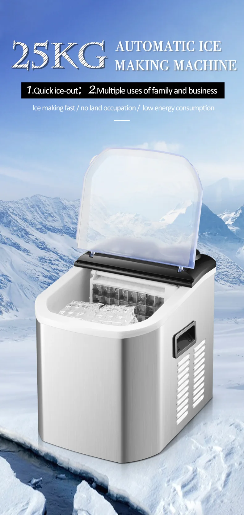 Countertop Ice Maker  Portable Ice Machine Self-Cleaning  Ice Cube Maker for Home Kitchen