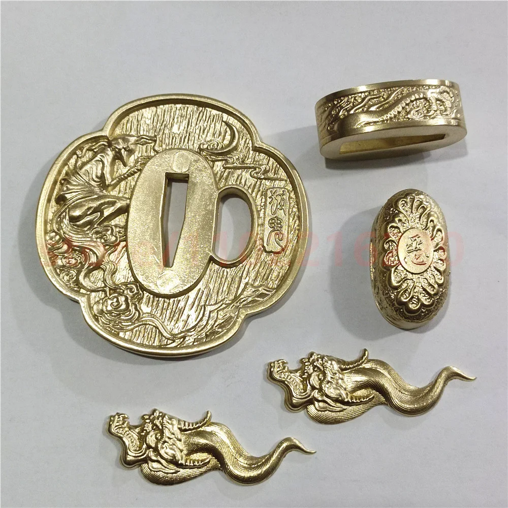 High Quality Katana Parts Copper Tsuba Handguard Guard Brass Fuchi Kashira Menuki For Japanese Real Japan Samurai Sword Fittings