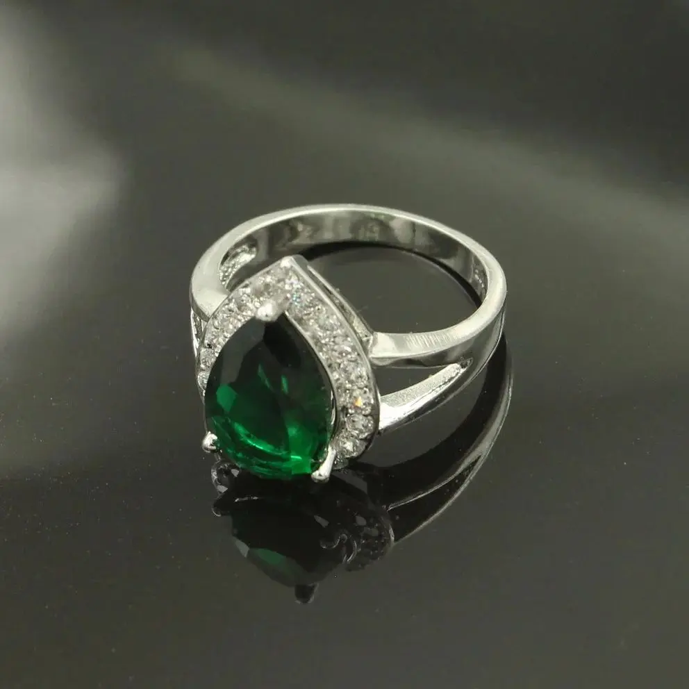 Luxury Green Emerald Silver 925 Rings for Women CZ Crystal Finger Ring Engagement Wedding Jewelry Hot Sale Valentine\'s Day Gift