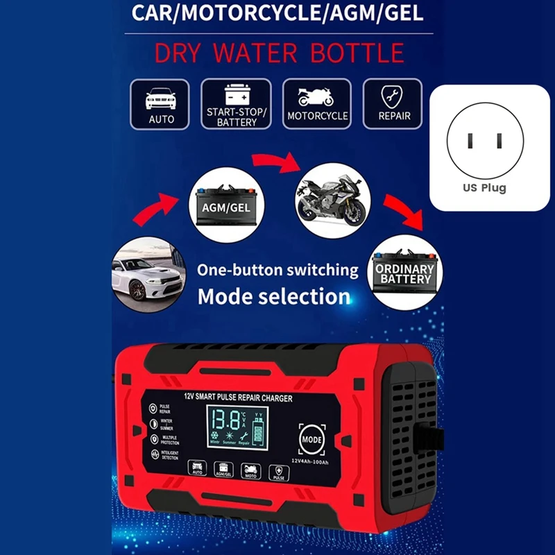 12V&24V 6A Smart Fully Automatic Battery Charger With Temperature Compensation For Car Truck Motorcycle Battery