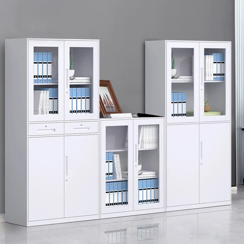 White Iron Sheet Filing Office Data Cabinet Archive Storage Lock Voucher Glass Low Black Archivadorfurniture Home