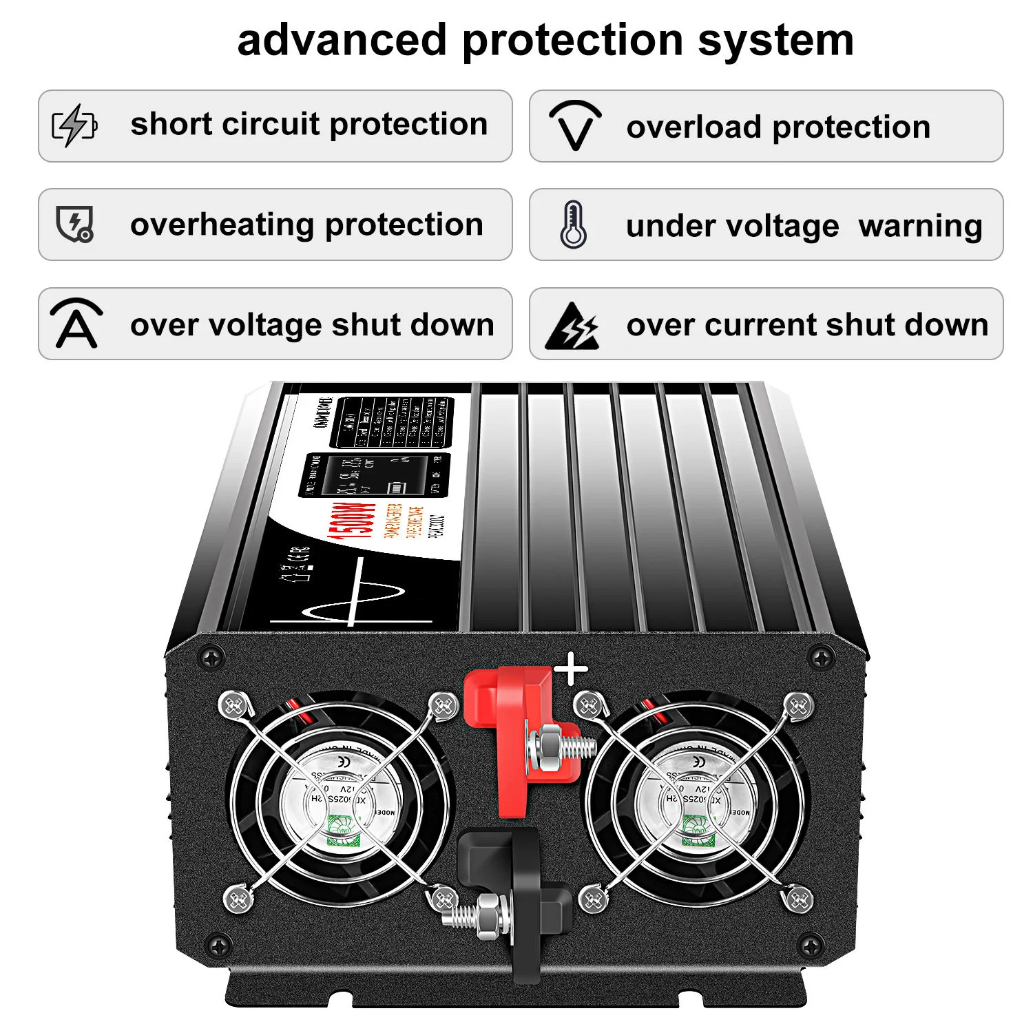 1500W Pure Sine Wave Solar Power Inverter, DC 12V/24V/48V to AC 110V/220V, US Socket for Home, Outdoor, Camping and Emerg