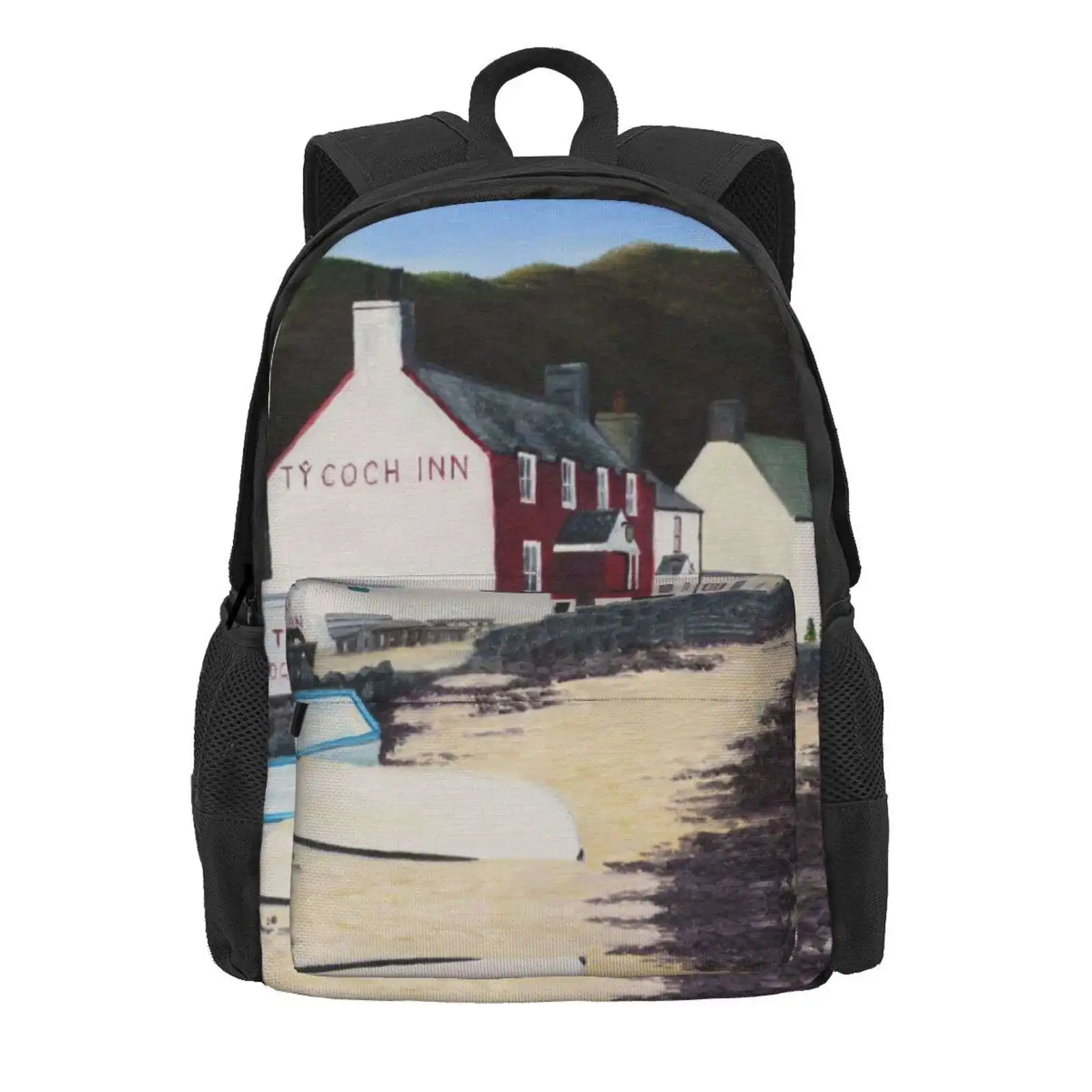 Ty Coch Inn, Lleyn Peninsula Hot Sale Schoolbag Backpack Fashion Bags Ty Coch Inn Lleyn Snowdonia Wales Beach Public House