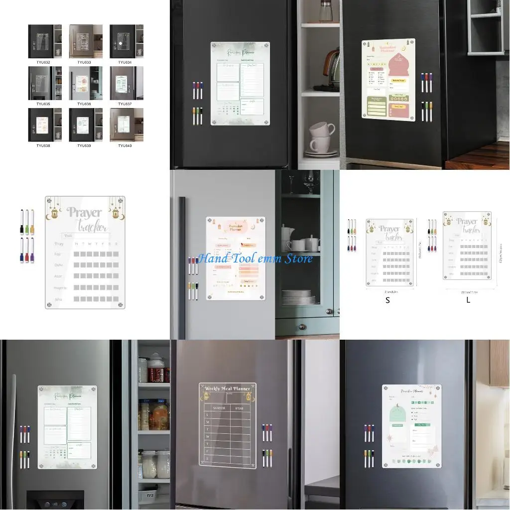 ثلاجة مغناطيسية من الأكريليك H37F، تقويم أسبوعي، مخطط وجبات تقويم رمضان #1