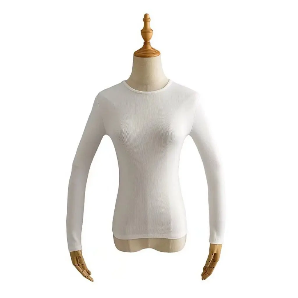 

YPFF Women's Slim-fit Long T-shirt round Neck Base Shirt European American Style Autumn Tight Top