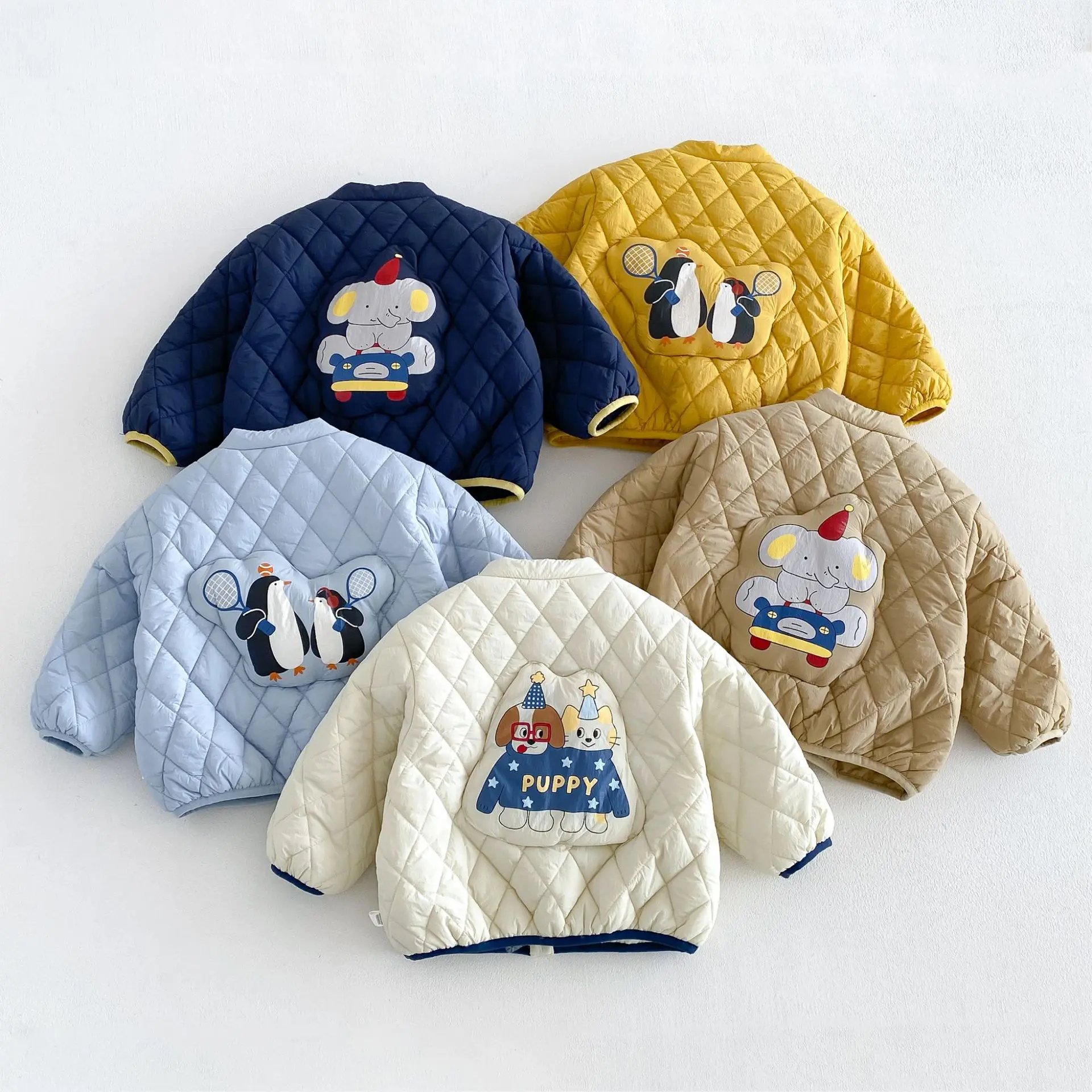 2026 New Winter Boys Quilted Cartoon Baseball Jacket | Padded Varsity Coat | Warm Outwear