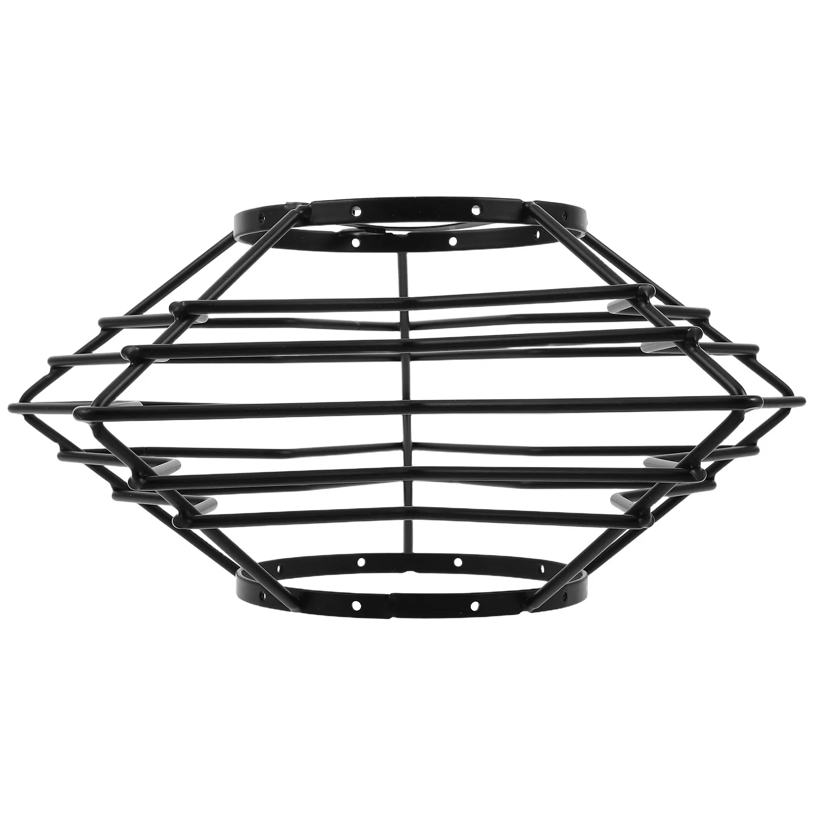 E27 Black Metal Hanging Lamp Guard Hollow Out Iron Lampshade Frame Vintage Wire Cage Pendant Light Shade for Ceiling Modern