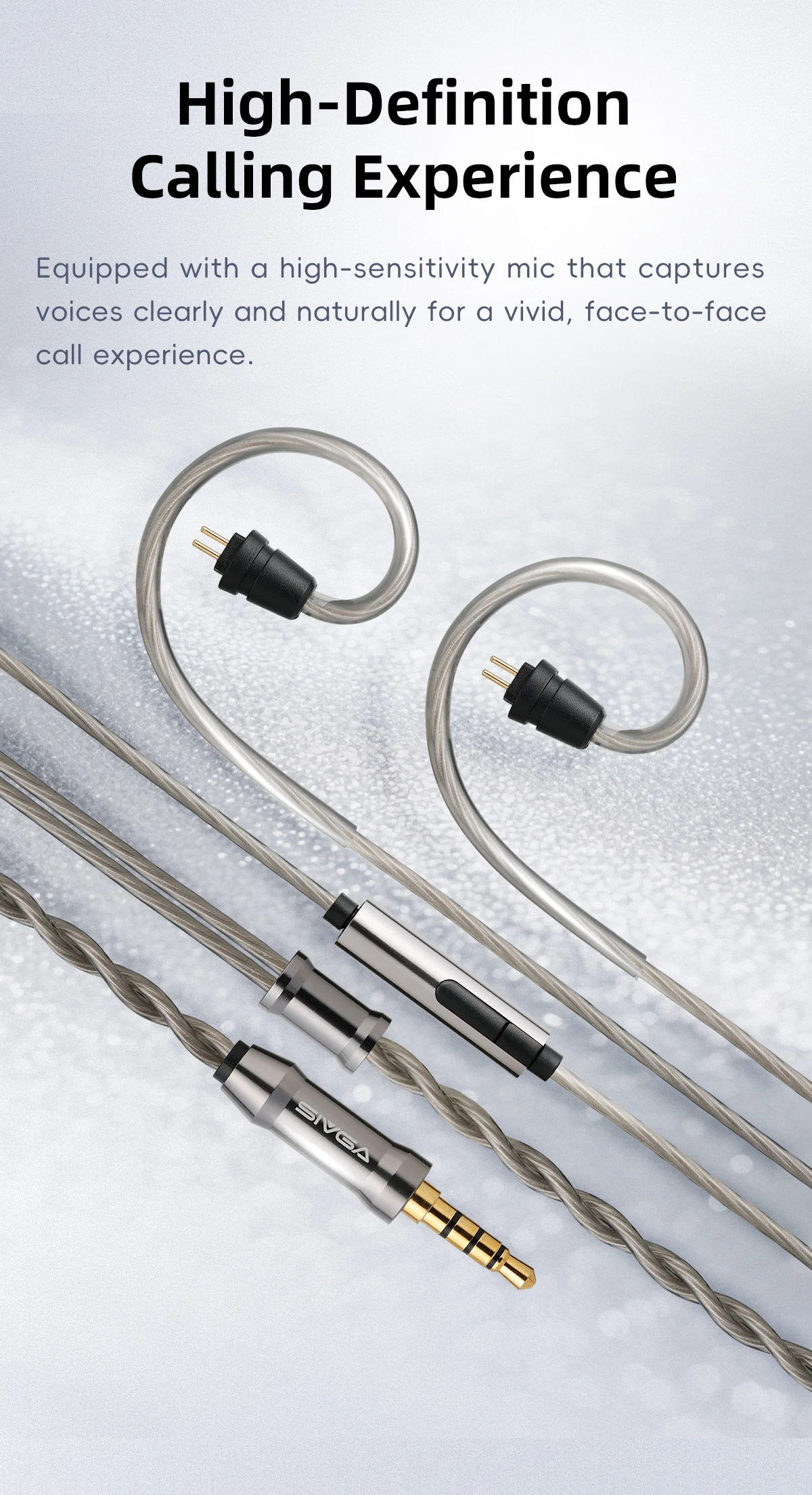 SIVGA SM100 10-mm-In-Ear-Kopfhörer mit dynamischem Dual-Chamber-Treiber, kabelgebunden, 0,78 mm, 2-poliges, abnehmbares Kabel mit Mikrofon für Musik/Gaming – Detail 7