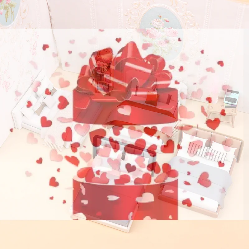 

Миниатюрная модель двуспальной кровати в кремовом стиле для кукольного домика, аксессуар для кукол, имитация мебели, декоративный элемент