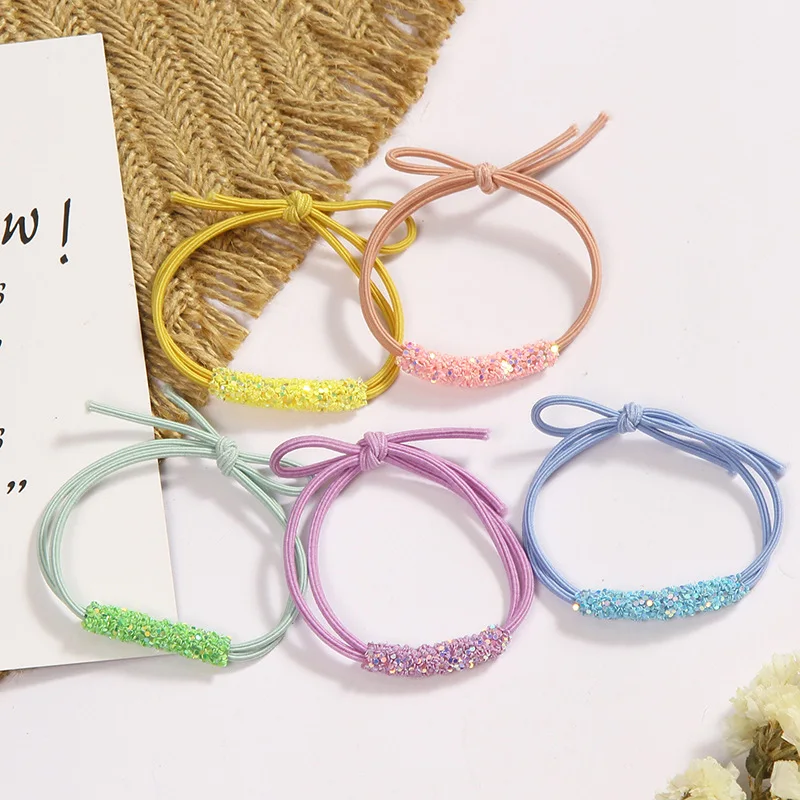 

Korean Internet Celebrity Hair Tie Candy Color Hair Rope Rainbow Sequin Hair Accessory Hair Ring