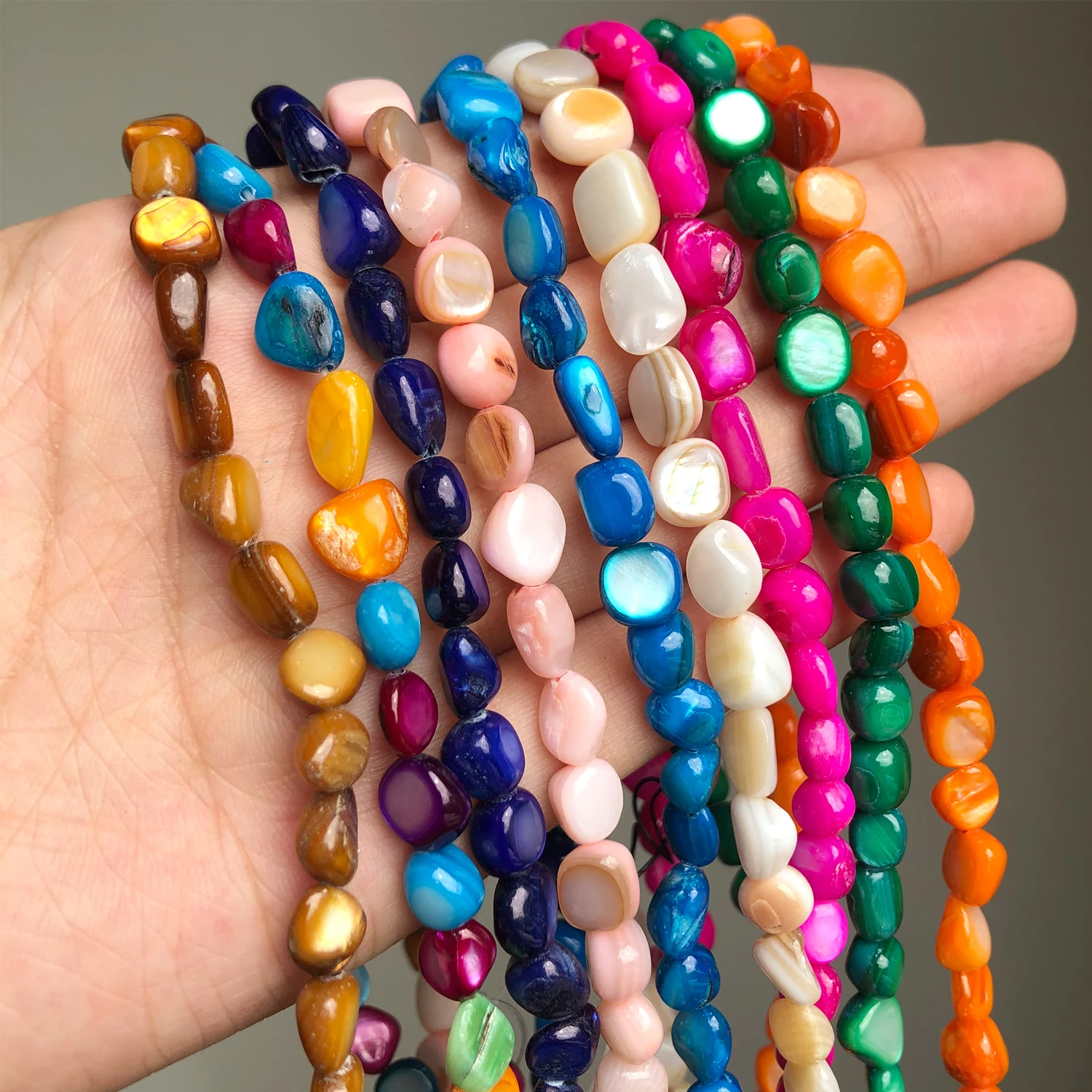 6-10mm Irregular Natural Mother of Shell Pearl Gravel Loose Spacer Beads For Jewelry Making Handmade Diy Bracelet Necklace 15''