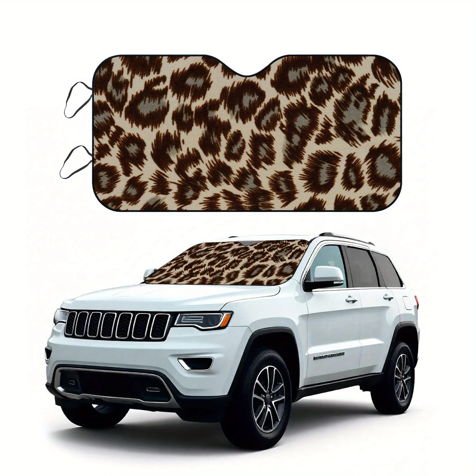 

Sun Protection, 1pc Leopard Print Design Style, Portable And Foldable, Easy To Install On All Vehicles, Protect Interior, Durabl