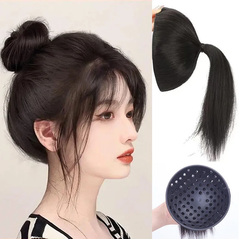 Synthetic Wig Pad Contracting Hair Bun With Grapefruit Skin Flower Lazy Hair Magic Tool Increase Hair Volume Fluffy Hair Tie