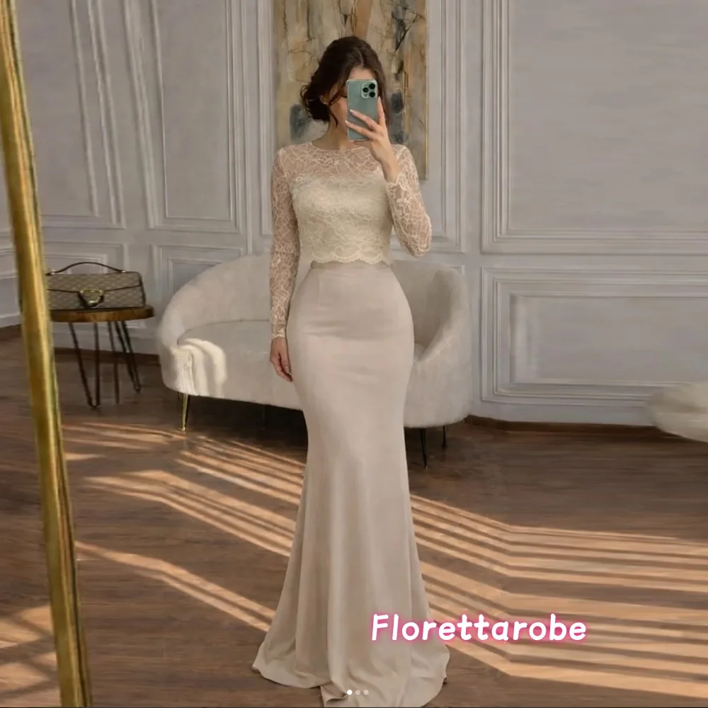 

Customized Elegant Lace Prom Dress Full Sleeved Slim Fit Long Party Gown Formal Wedding Guest Birthday Evening Gowns Robe