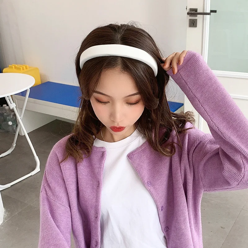 New Fashion Solid Hair Bands for Women Korean Ins Sponge Headband Girl Simple Hairbands Hair Hoop Headdress Hair Accessories