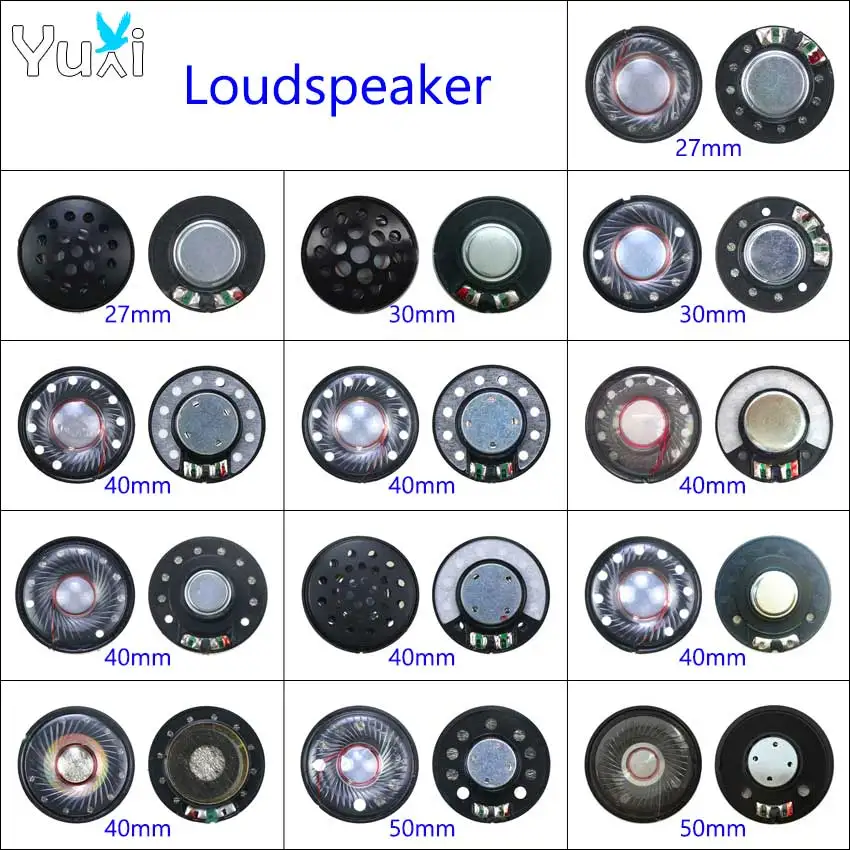 YuXi 2pcs 27mm 30mm 40mm 50mm 32 ohms Wireless Headphone Speaker Driver Neodymium HIFI Headset Horn Full Range Speakers