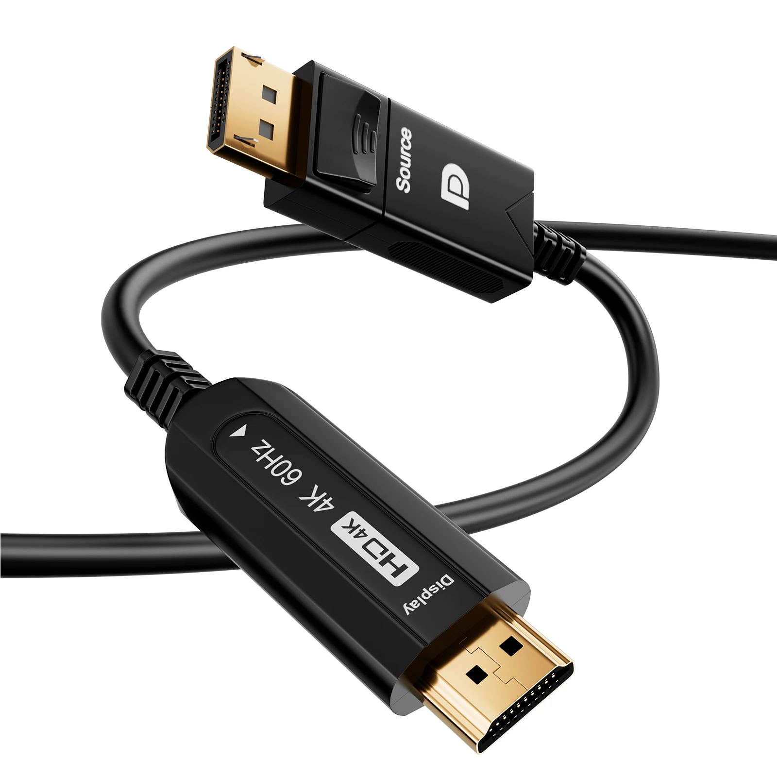 

DisplayPort to HDMI Fiber Optic Cable, Active DP to HDMI Video Cord 4K@60H Uni-Directional, unterstützt HDTV HDCP Self-detecting